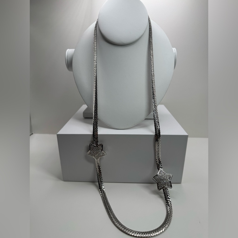 Butler long chunky silver-tone sparkly star necklace